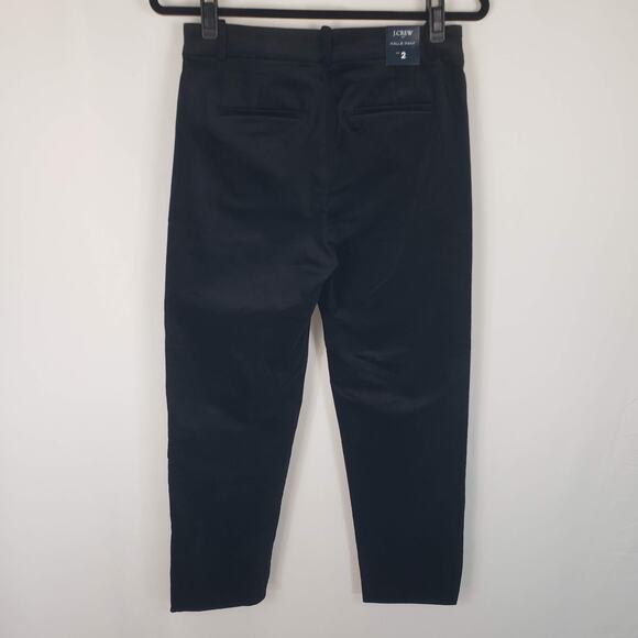 NWT J.Crew Kallie Black Velvet Straight Leg 98% Cotton Stretch Mid Rise Pants 2 - Picture 4 of 16